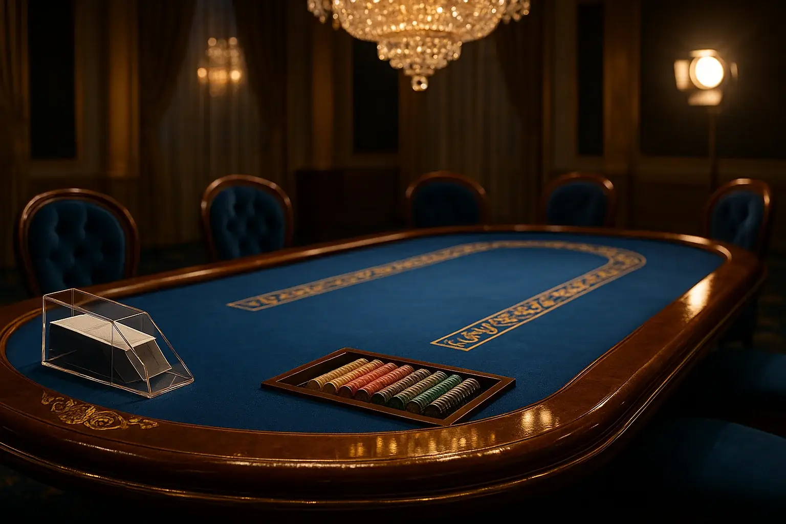 Hyperrealistic wide shot of premium live baccarat studio in Philippines